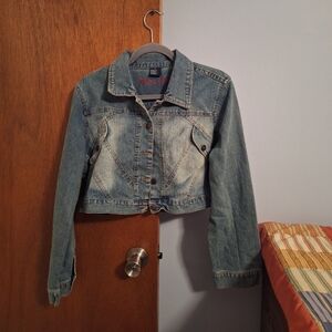 Drama Jeans Light Blue Distresses Denim Cropped Jacket Size 1X